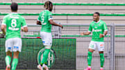 Arnaud Nordin célèbre son but.
