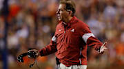Nick Saban upset about a call not going his way against the Auburn Tigers