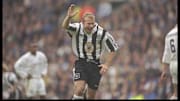Alan Shearer of Newcastle United celebrates after scoring