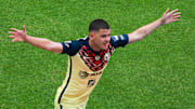 El jugador Richard Sánchez celebra un gol con el América.