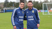 Argentina Training Session  - Matías Palacios junto a su ídolo Lionel Messi.