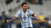 Argentina v Chile: Group A - Copa America Brazil 2021 - Messi festeja su gol.