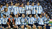 Argentine players celebrate their victory over Gha