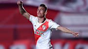 Braian Romero celebrando su gol en Copa Libertadores