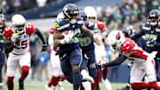 Seattle Seahawks running back Chris Carson is out for the season with a hip injury. 