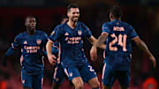 Pablo Mari celebrates doubling Arsenal's lead on the night