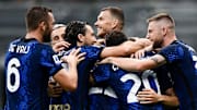L'Inter festeggia un gol al Genoa 