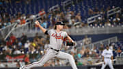 Dan Winkler pitches against the Miami Marlins