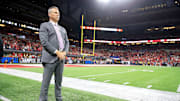 Urban Meyer on the sideline during the Big Ten Championship game. 