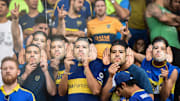 Caretas de Riquelme durante el Boca Juniors v Argentinos Juniors 