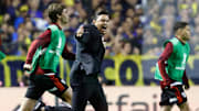 Gallardo celebrando en la cancha de Boca