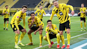 Giovanni Reyna, Emre Can, Jadon Sancho und Erling Haaland (v.l.)