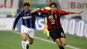 Brazilian Kaka (R) of AC Milan vies Arge