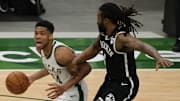Giannis Antetokounmpo intentará liderar a su equipo en el segundo partido ante Nets en busca de una victoria