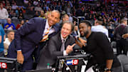 Kevin Harlan and Reggie Miller pose with Kevin Hart