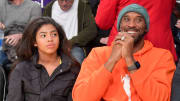 Kobe Bryant with daughter Gigi at the Staples Center in Los Angeles