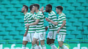 Celtic celebrate their third goal
