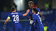Chelsea celebrate levelling the scores on the night
