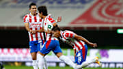 Molina, Macías y Antuna celebrando el gol del empate.