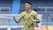 James Rodríguez en un partido de Colombia.