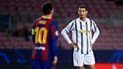 Cristiano Ronaldo (R) of Juventus FC and Lionel Messi of FC...