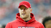 J.J. Watt on the sideline for the Texans against the Broncos