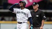Tim Beckham celebra un doble en el partido entre Seattle y Detroit