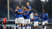 Everton celebrate their opener 