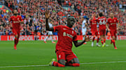 Sadio Mane celebrates scoring Liverpool's second goal