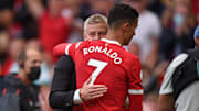 Solskjaer, et Cristiano Ronaldo avec Manchester United cette saison 