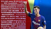 Philippe Coutinho en su presentación con el FC Barcelona