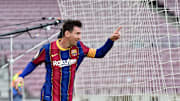 Messi celebra un gol con el Barcelona