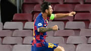 Messi celebrando el gol marcado al Nápoles