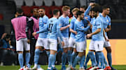L'esultanza dei calciatori del Manchester City