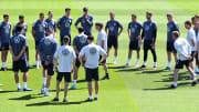 The Germany squad in training ahead of facing Portugal