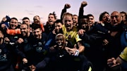 La joie des joueurs de Rumilly Vallières après la qualification en demi-finales de Coupe de France.