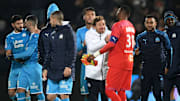 André Villas-Boas avec ses joueurs Olympique de Marseille.