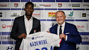 Tino Kadewere a été présenté par l'OL et Jean-Michel Aulas, ce mercredi.