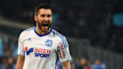 André-Pierre Gignac sous les couleurs de l'Olympique de Marseille lors du Classico face au PSG. 