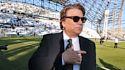 Bernard Tapie au Stade Vélodrome. 