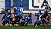 La festa dell'Atalanta dopo il gol vittoria