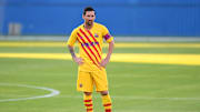 Messi en el amistoso con Gimnastic