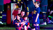 Messi junto a sus hijos Thiago, Mateo y Ciro