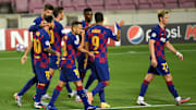 Barcelona's strong first-half performance was enough to help them progress to the next round of the Champions League