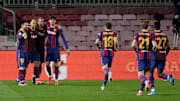 Barcelona celebrate Martin Braithwaite's extra time winner 