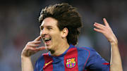 FC Barcelona's Argentinian Messi celebra
