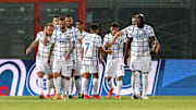 La gioia nerazzurra dopo il gol di Eriksen a Crotone