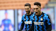 FC Internazionale v FC Crotone - Serie A - Lautaro Martínez grita uno de sus tres goles.