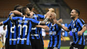 Inter celebrate scoring against Torino in Serie A.
