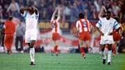 L'OM après sa défaite face à l'Étoile Rouge de Belgrade en finale de la C1 1991. 